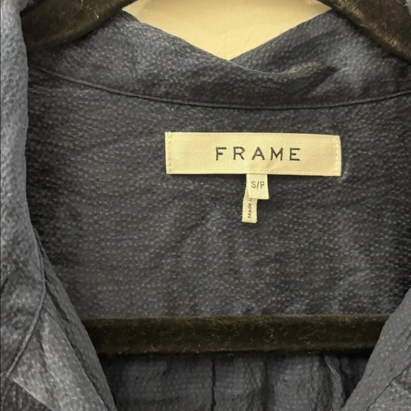 Frame Denim navy blue button down silk blouse - women’s size small - Picture 2 of 4